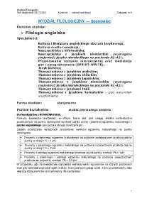 WYDZIAŁ FILOLOGICZNY — Sosnowiec v Filologia angielska