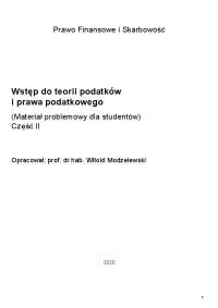 Wstęp do teorii podatków i prawa podatkowego