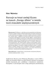 Narracje na temat aneksji Krymu na łamach „Foreign Affairs ...