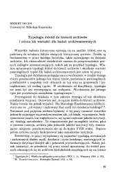 Typologia źródeł do historii archiwów i ocena ich wartości dla ...