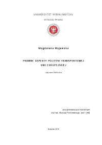 Prawne aspekty polityki transportowej Unii Europejskiej