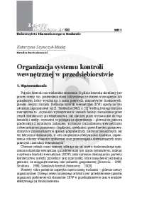 Organizacja systemu kontroli wewnętrznej w przedsiębiorstwie