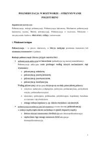 polimeryzacja w roztworze – otrzymywanie polistyrenu