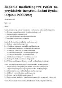 Badania marketingowe rynku na przykładzie Instytutu Badań ...