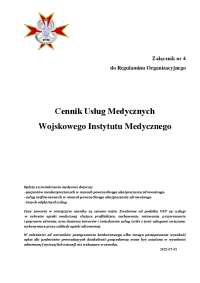 Cennik Usług Medycznych Wojskowego Instytutu Medycznego