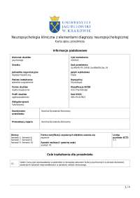Neuropsychologia kliniczna z elementami diagnozy ...