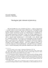 Neologizm jako element stylotwórczy