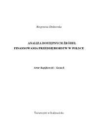 Rozprawa Doktorska ANALIZA DOSTĘPNYCH ŹRÓDEŁ ...