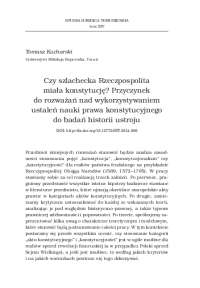 czy szlachecka rzeczpospolita miała konstytucję? Przyczynek ...