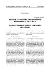 ORFEUSZ – STARO¯YTNY ARCHETYP POETY ...