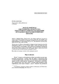 „RYTUAŁ PRZEJŚCIA” JAKO KATEGORIA ANALITYCZNA ...