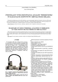 PRZYKŁADY WYKORZYSTANIA ANALIZY TERMICZNEJ W ...