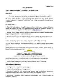 7th May, 2020 ONLINE LESSON 7 TOPIC