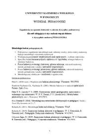 WYDZIAŁ PEDAGOGIKI