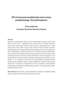 XVI-wieczny poeta-metafizyk jako twórca świata ...