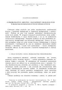 o problematyce kryzysu i katastrofy ekologicznej