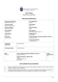 Kardiologia - Karta opisu przedmiotu