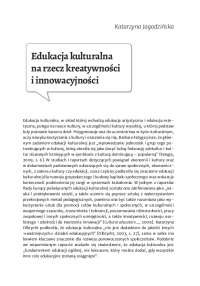 Edukacja kulturalna na rzecz kreatywności i innowacyjności