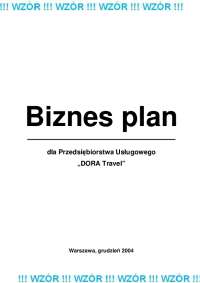 Biznes Plan dla Przedsiębiorstwa Usługowego „Dora Travel”