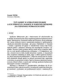 Typy kobiet w literaturze polskiej a ich stereotypy zawarte w ...