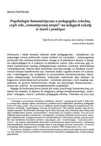 Psychologia humanistyczna a pedagogika szkolna,