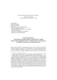 LISTA KONTROLNA ZABURZENIA OSOBOWOŚCI Z ...