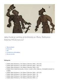 Jaką funkcję pełnią przedmioty w Panu Tadeuszu Adama ...