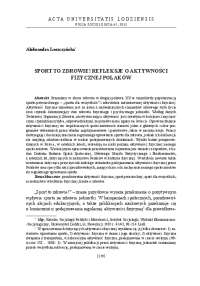 SPORT TO ZDROWIE! REFLEKSJE O AKTYWNOŚCI ...