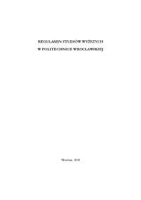 regulamin studiów wyższych w politechnice wrocławskiej