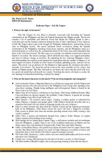 Reflection Paper on Noli Me Tangere: Analyzing Themes and Characters