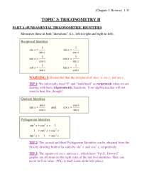 TOPIC 3: TRIGONOMETRY II