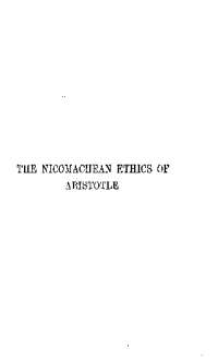 THE NICOMACttEANETHICS OF ARISTOTLE