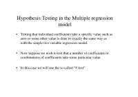Hypothesis Testing in the Multiple regression model