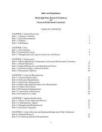 Mississippi Counselor Licensing Board: Rules & Regulations