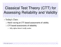 Classical Test Theory (CTT) for Assessing Reliability and ...