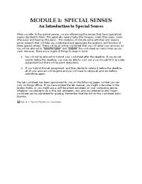 MODULE 1: SPECIAL SENSES | Schemes and Mind Maps Anatomy | Docsity