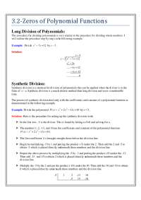 3.2 Zeros of Polynomial Functions