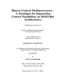 A Paradigm for Supporting Control Parallelism on SIMD-like ...