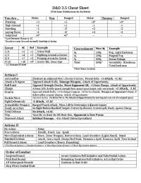 D&D 3.5 Cheat Sheet