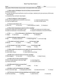 Week 7 Quiz: Plate Tectonics Name