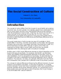 The Social Construction of Culture Introduction