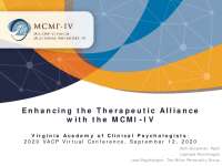 Enhancing the Therapeutic Alliance with the MCMI-IV