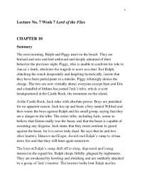 Lecture No. 7 Week 7 Lord of the Flies CHAPTER 10