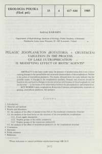 Pelagic zooplankton (Rotatoria + Crustacea) variation in the ...