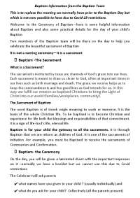The Sacrament Baptism- the Ceremony