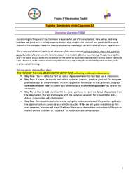 Project I4 Observation Toolkit Tools for Questioning in the ...