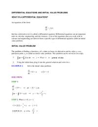 DIFFERENTIAL EQUATIONS AND INITIAL VALUE PROBLEMS