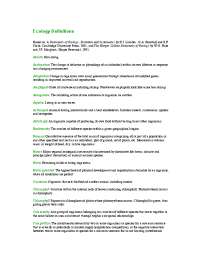 Ecology Definitions