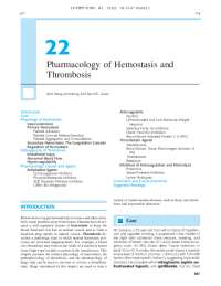 Pharmacology of Hemostasis and Thrombosis