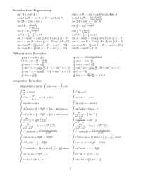 Formulas from Trigonometry: sin2 A + cos 2 A = 1 sin(A ± B ...